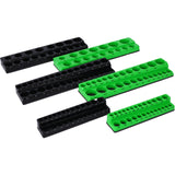 Ensemble de 6 supports de rangement de douilles magnétiques comprenant des plateaux métriques SAE de 1/4", 3/8" et 1/2" pouvant contenir 141 douilles de taille standard et de taille profonde (douille non incluse) - Vert et noir