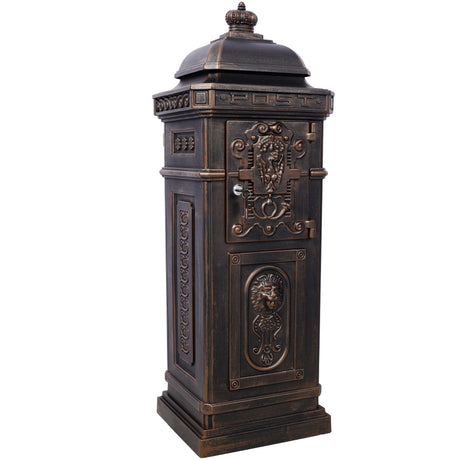 Mailbox Residential The Court Large-Capacity Letter Box Garden Floor Safety Outdoor Rainproof Postbox Statue--Bronze