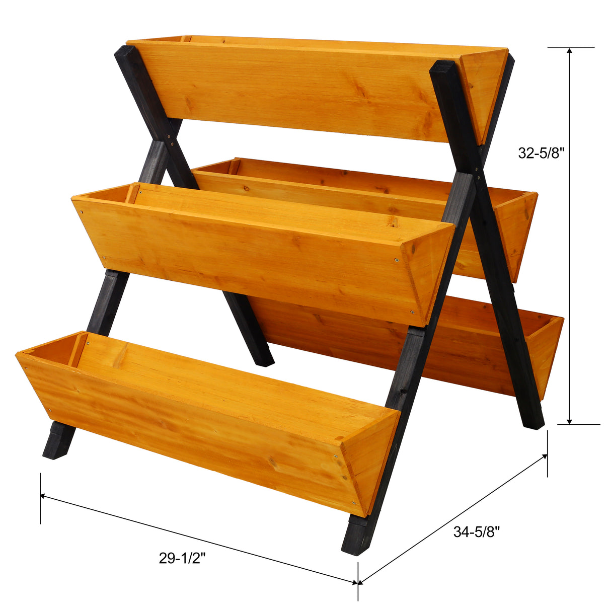 3-stufiges vertikales Hochbeet aus Holz mit Beinen, braunes Pflanzgefäß-Hochbeet-Set für Blumen, Kräuter und Gemüse