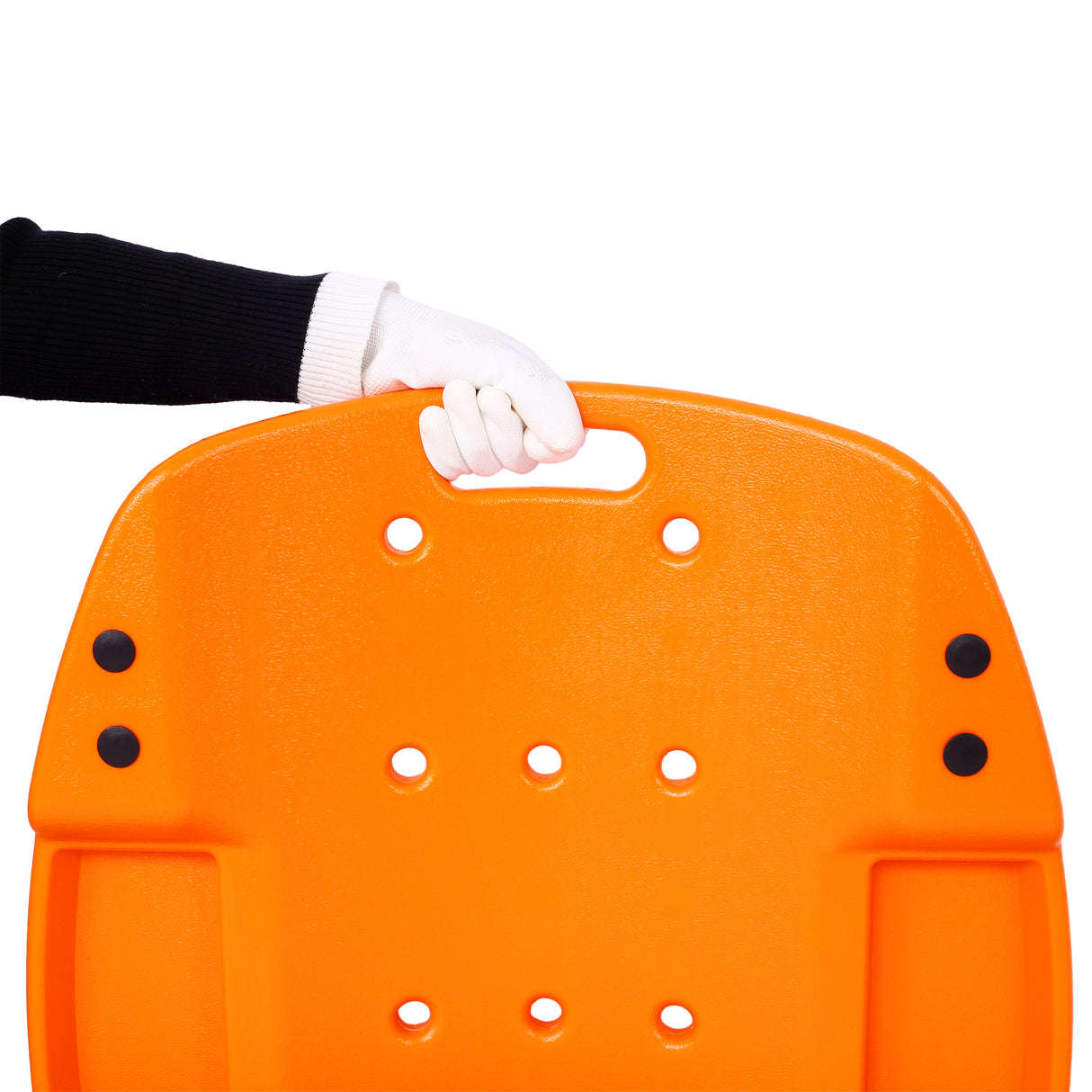 Creeper en plastique de 48 pouces, corps ergonomique moulé par soufflage en PEHD avec appui-tête rembourré et deux plateaux à outils, capacité de 440 lb, Orange