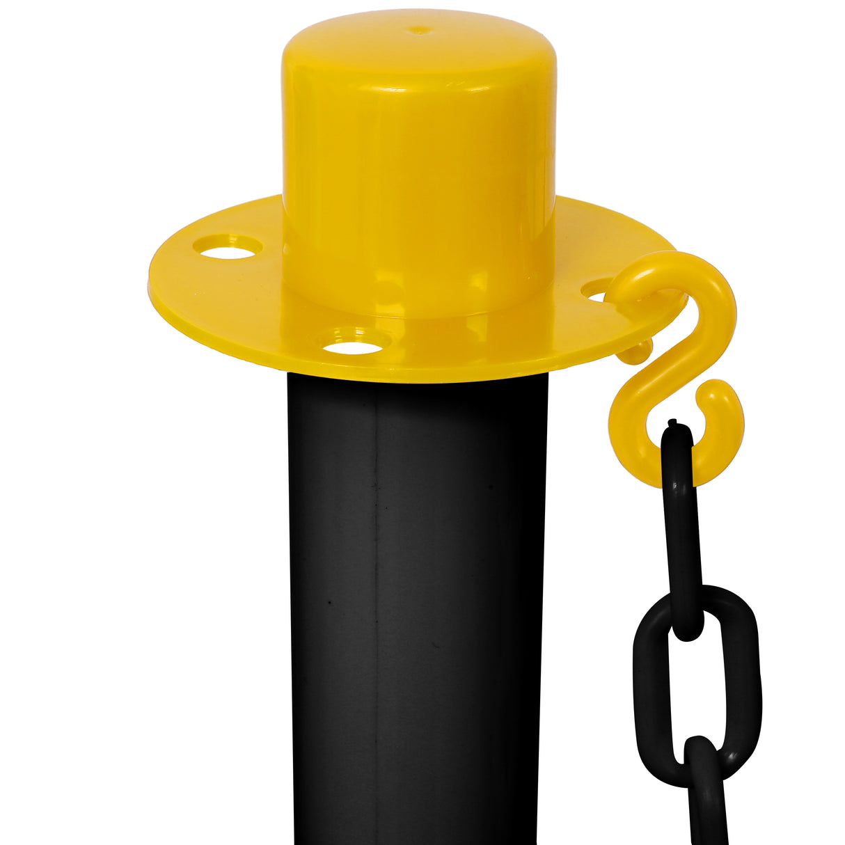 6 Pack Traffic Delineator Post Cones with Fillable Base Adjustable Safety Barrier with 5Ft Plastic Chain Outdoor and Indoor Crowd Control Stanchion for Control and Warning--Yellow+Black