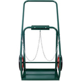 440lbs Capacity Cylinder Cart Welding Hand Truck Large Dual Oxygen Tank Dolly With 10-Inch Solid Rubber Wheels--Green