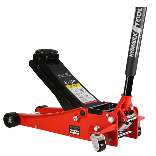 2.5 Ton Low Profile Floor Jack Steel Racing with Dual Pistons Quick Lift Pump Lifting Range 3.5"-19.5"