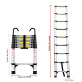 8.5FT Telescopic Ladder Aluminum Alloy Multi-Purpose Folding with Hooks and Triangular Support Frame Suitable for Outdoor work at Home or RV