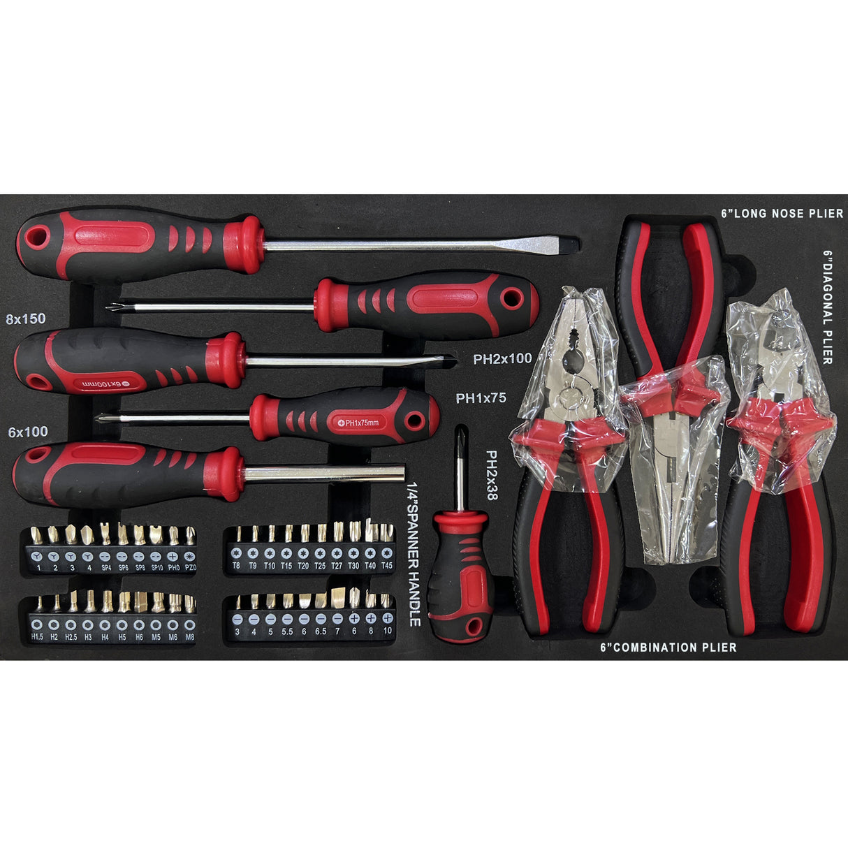 3 Drawers Tool Box with Tool Set Red