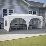 10'x20' EZ Pop Up Canopy Outdoor Tragbares Party-Klappzelt mit 6 abnehmbaren Seitenwänden + Tragetasche + 6 Gewichtstaschen Beige Weiß