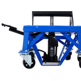 300 lbs Hydraulic Motorcycle Scissor Jack Lift Foot Step Wheels for Small Dirt Bikes Blue