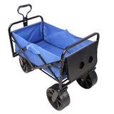 Folding Wagon Garden Shopping Beach Cart Blue Metal