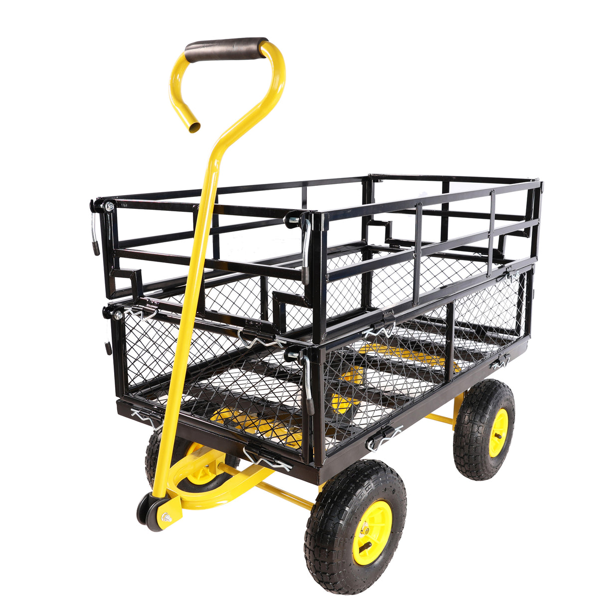 Wagon Cart Garden Trucks Transport Firewood Yellow Black