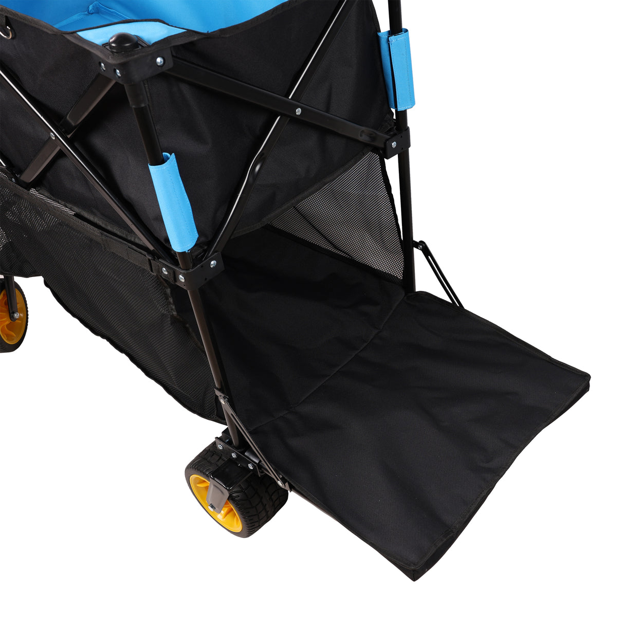 Carro plegable de gran capacidad, carro extensor Extra largo, carrito plegable para compras de jardín, carrito de playa, negro y azul