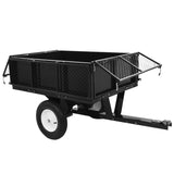 Remorque de tondeuse à gazon robuste, camion à benne basculante en acier, charge de 661,4 lb, utilitaire de jardin avec parois latérales amovibles pour le transport de tourbe de sol, matériaux de construction en acier