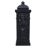 Mailbox Residential The Court Large-Capacity Letter Box Garden Floor Safety Outdoor Rainproof Postbox Statue--Black