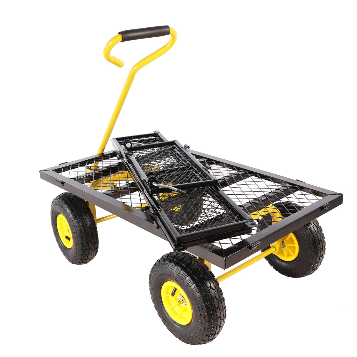 Wagon Cart Garden Trucks Transport Firewood Yellow Black