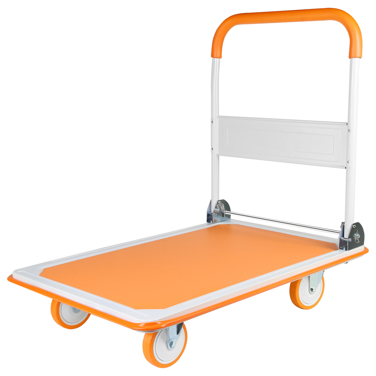 Sammenleggbar Push Cart Dolly 660 Lb Kapasitet Heavy Duty Flytteplattform Håndtruck Hvit og oransje