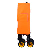 Big Large Capacity Folding Cart Extra Long Extender Wagon Folding Garden Shopping Beach Cart Black Orange