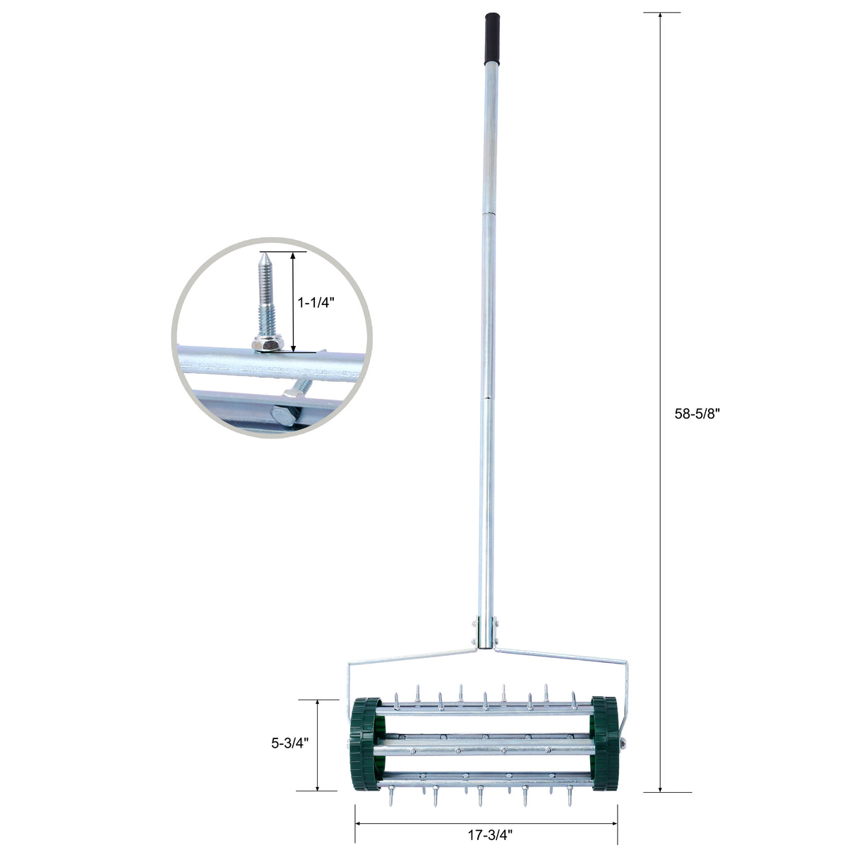 Spike Lawn Aerator Heavy Duty Rolling Aerator Garden Yard Rotary Push Aeration with Steel Handle