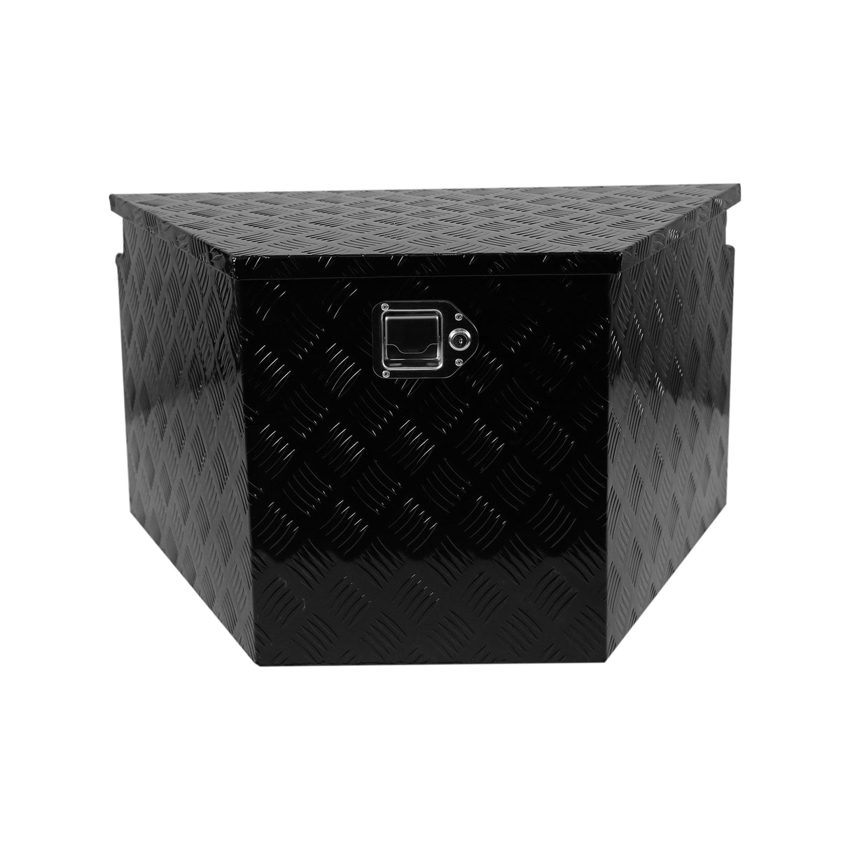 Caja de lengüeta de remolque de aluminio con placa de diamante de alta resistencia de 33 pulgadas, organizador de almacenamiento de herramientas para camioneta con cierre de sello resistente a la intemperie y llaves, negro 32,5 x 20,5 x 18,3 pulgadas