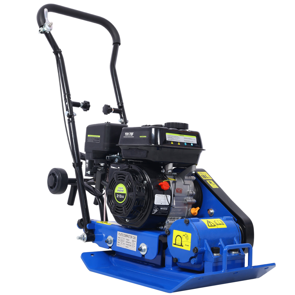 212cc 6.5HP 5600VPM Gas Vibration Compaction Force 20 x 14 inch Plate Compactor w/Built-in Wheel EPA compliant