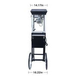 Popcorn Machine with Cart 8oz Popper with Stainless-Steel Kettle Heated Warming Deck and Old Maids Drawer Black