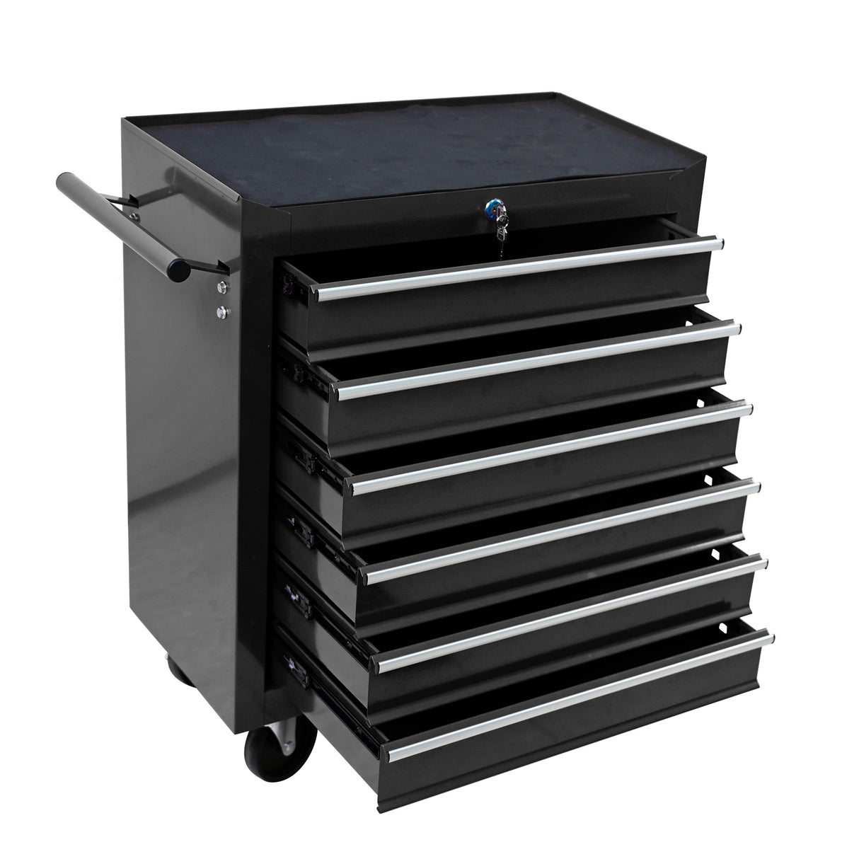 6 Drawers Multifunctional Tool Cart with Wheels Black