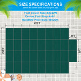 Ang Cover Safety ng Pool ay umaangkop sa 20x40ft Rectangular Ingground Winter Swimming Pool na may 4x8ft Center End Step Triple Stitched High Strength Mesh PP Great Rain Permeability Installation Hardware--Green Mesh