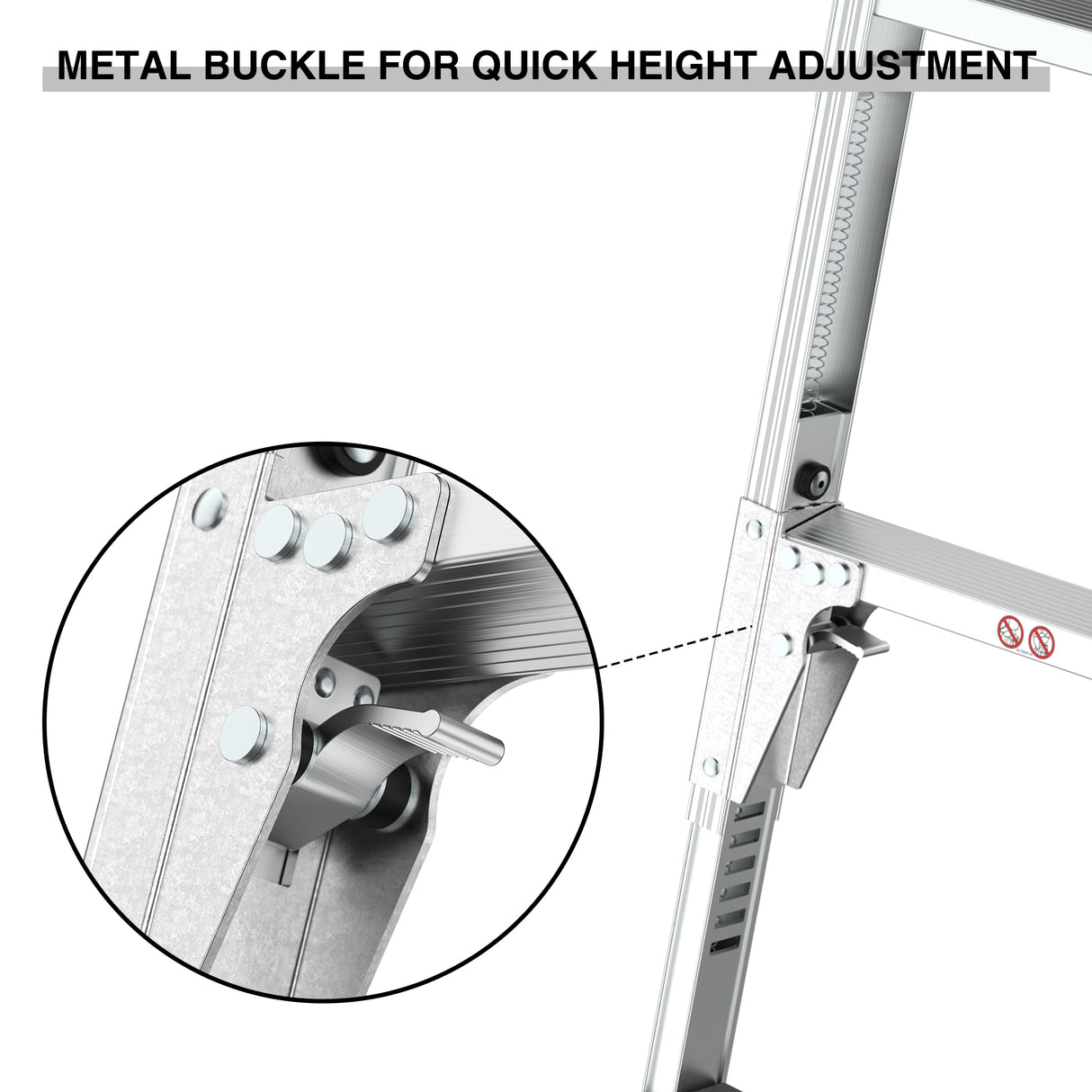 Aluminum Work Platform Large Size Step Stool Folding Portable Bench 40" Width Telescopic Feet 22" -27.5" Height Adjustable--Grey