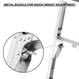 Aluminium werkplatform groot formaat opstapkruk opvouwbare draagbare bank 40 "breedte telescopische voeten 22" -27,5 "in hoogte verstelbaar - grijs