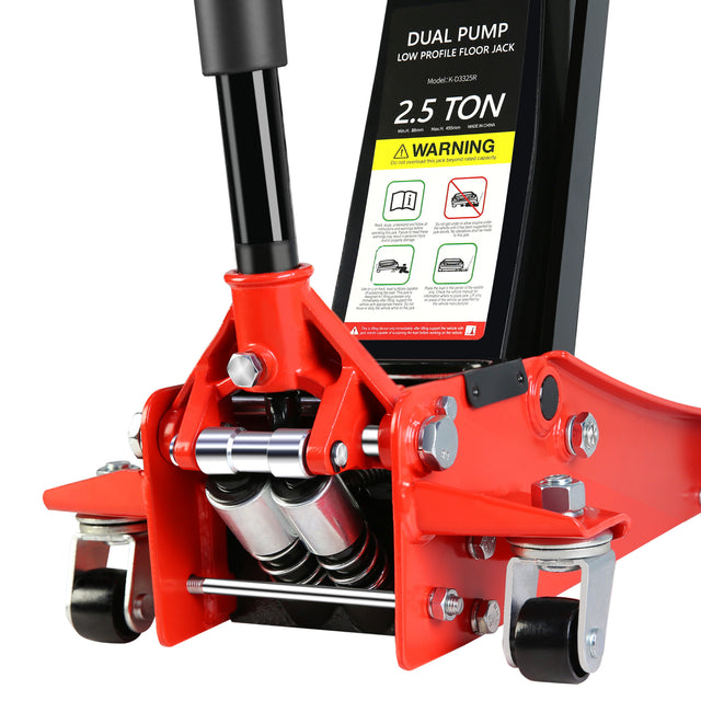 2.5 Ton Low Profile Floor Jack Steel Racing with Dual Pistons Quick Lift Pump Lifting Range 3.5"-19.5"