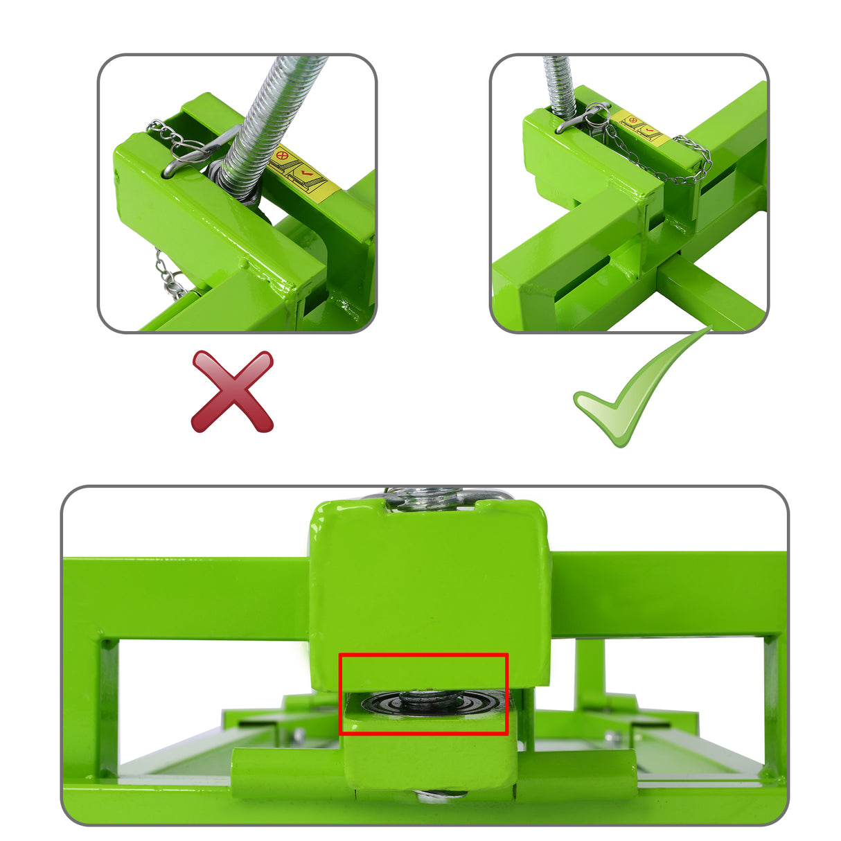 Elevador de cortacésped fácil para tractores de montar Elevador de capacidad de 800 libras Ayuda de limpieza universal + Inclinación ajustable de 45° Verde