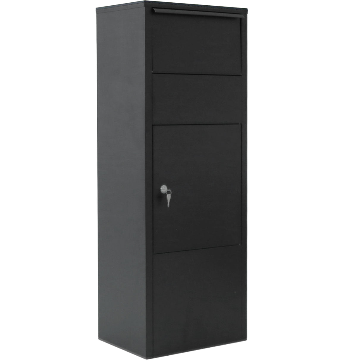 Large Package Delivery Parcel Mail Drop Box Black 10.5" x 15.5" x 41.30" with Lockable Storage Compartment Heavy Duty Weatherproof for Express Mail Delivery for Home & Business Use