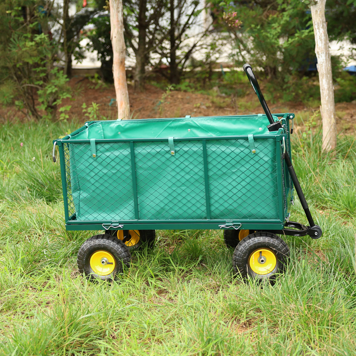 Garten-Blumenwagen, Transport, Brennholz, grüne Stofftasche