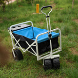 Folding Wagon Garden Shopping Beach Cart White Black Blue