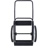 Large Dual Oxygen Tank Cart Dolly Double Cylinder 20" Pneumatic Wheels Includes two Fastening Belts Black