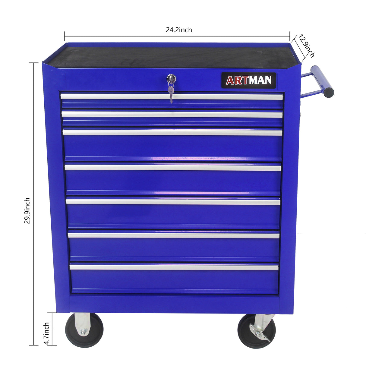 7 Drawers Multifunctional Tool Cart with Wheels Blue