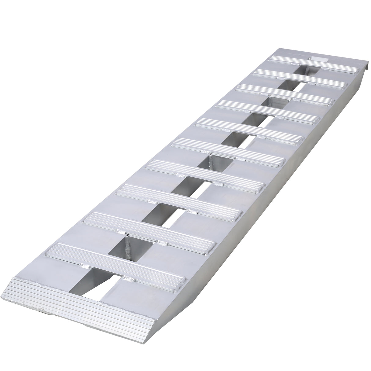 1 Pair Heavy-Duty Ramps with Top Hook Attaching End Universal Loading 60" X 12" 6600 LBS Aluminum--Silver