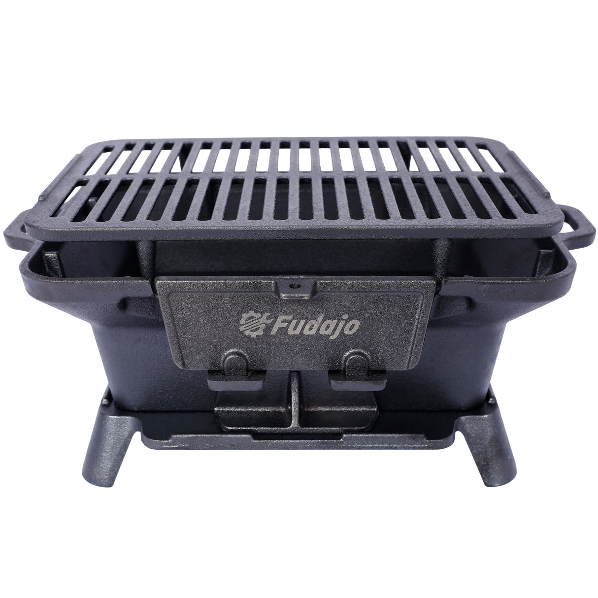 Parrilla ovalada de hierro fundido, carbón portátil para exteriores y sartén de mesa, estufa de Camping pequeña y duradera esmaltada Hibachi, color negro