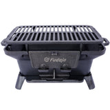 Parrilla ovalada de hierro fundido, carbón portátil para exteriores y sartén de mesa, estufa de Camping pequeña y duradera esmaltada Hibachi, color negro