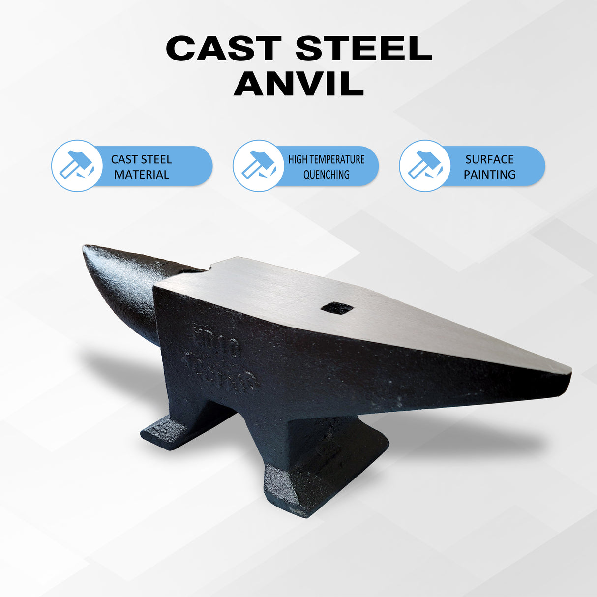 22Lbs Cast Steel Anvil High Hardness Rugged Horn Blacksmith Large Countertop and Stable Base with Round and Square Hole Metalsmith Tool for Bending and Shaping