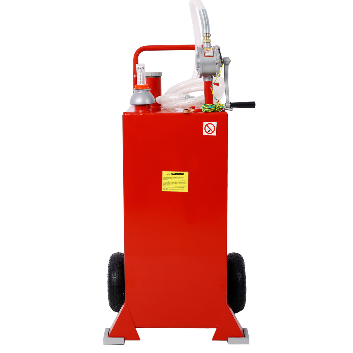 Chariot à essence de 30 gallons avec roues, réservoir de transfert de carburant, essence, diesel, pompe à siphon rotative réversible, stockage pour automobiles, VTT, tondeuses de voiture, tracteurs, bateaux, motos (rouge)