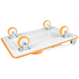 Carro de empuje plegable Dolly, plataforma móvil de alta resistencia con capacidad de 660 libras, carretilla de mano blanca y naranja