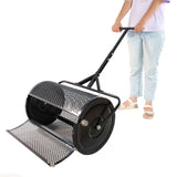 Compost Peat Moss Spreader with Upgrade T Shaped Handle for Planting Seeding Durable Lightweight Metal Mesh for Lawn Garden Care Manure Black