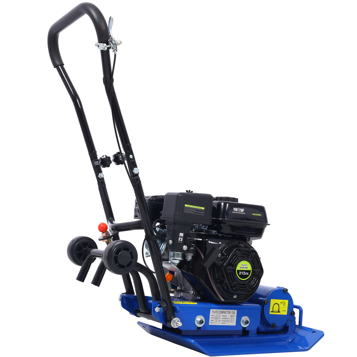 212cc 6.5HP 5600VPM Gas Vibration Compaction Force 20 x 14 inch Plate Compactor w/Built-in Wheel EPA compliant