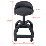 Pneumatic 360 Degree Swivel Stool Mechanics Rolling Creeper Seat Heavy Duty Black