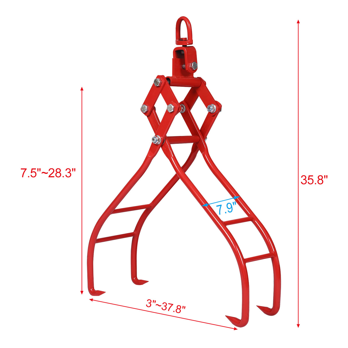 4 Claw Timber Log Lifting Logging Tongs Grabber 28" Red