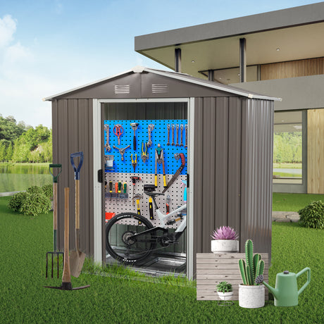 6ft x 4ft Outdoor Metal Storage Shed Grey