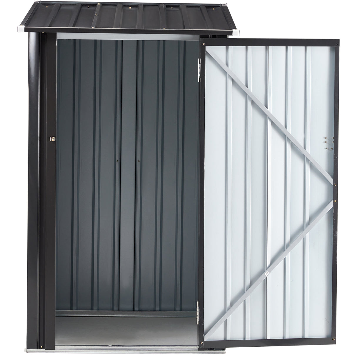 3 x 3 FT Outdoor Storage Shed Metal Steel Garden na may Single Lockable Door Maliit na Outdoor Utility Tool para sa Backyard Patio Lawn Dark Gray