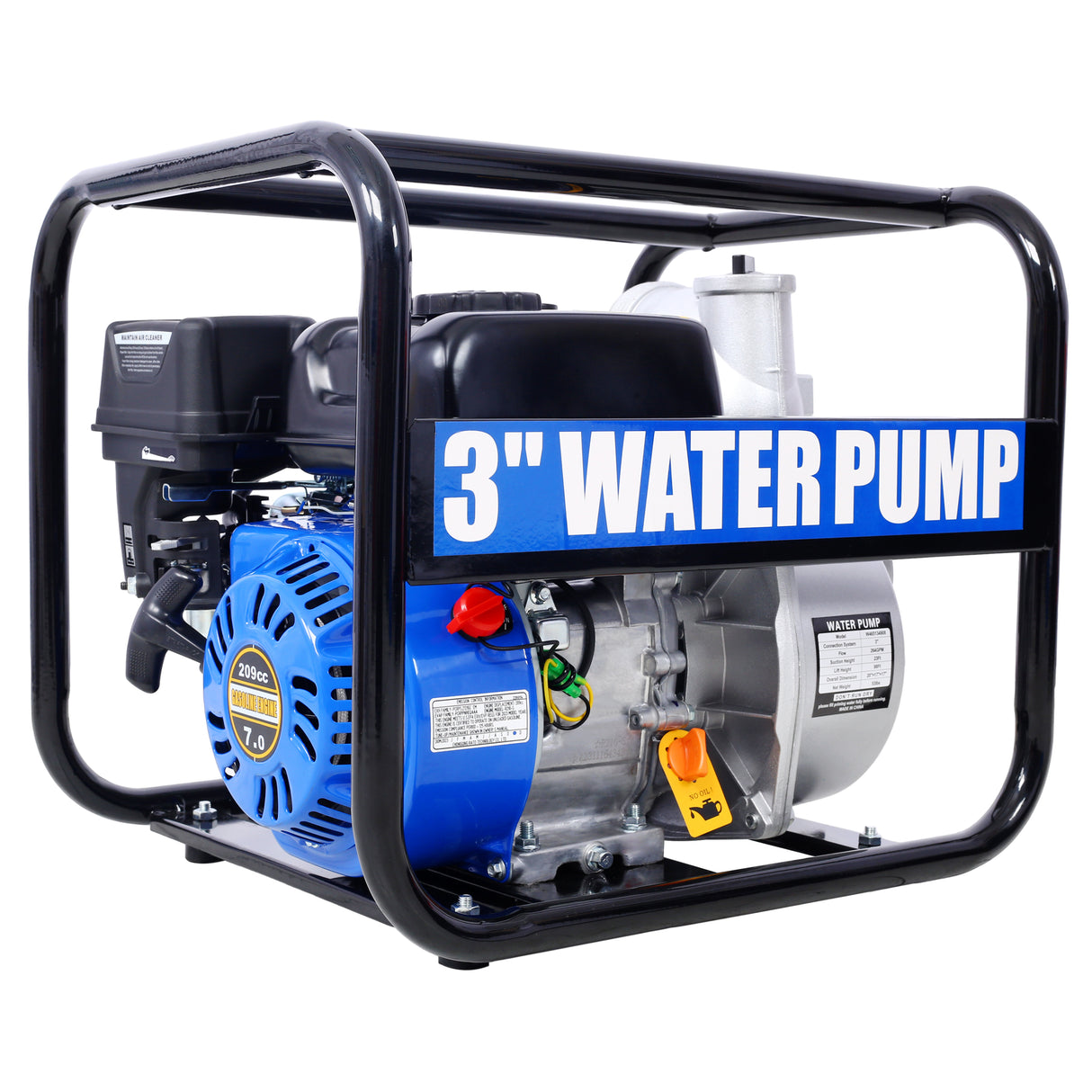 Semi Trash Water Pump 3 pulgada 209cc 7HP 4 Stroke OHV Engine Gas Powered 50 ft Discharge Hose 12 ft Suction Hose na may Mga Kumpletong Fitting Sumusunod sa EPA