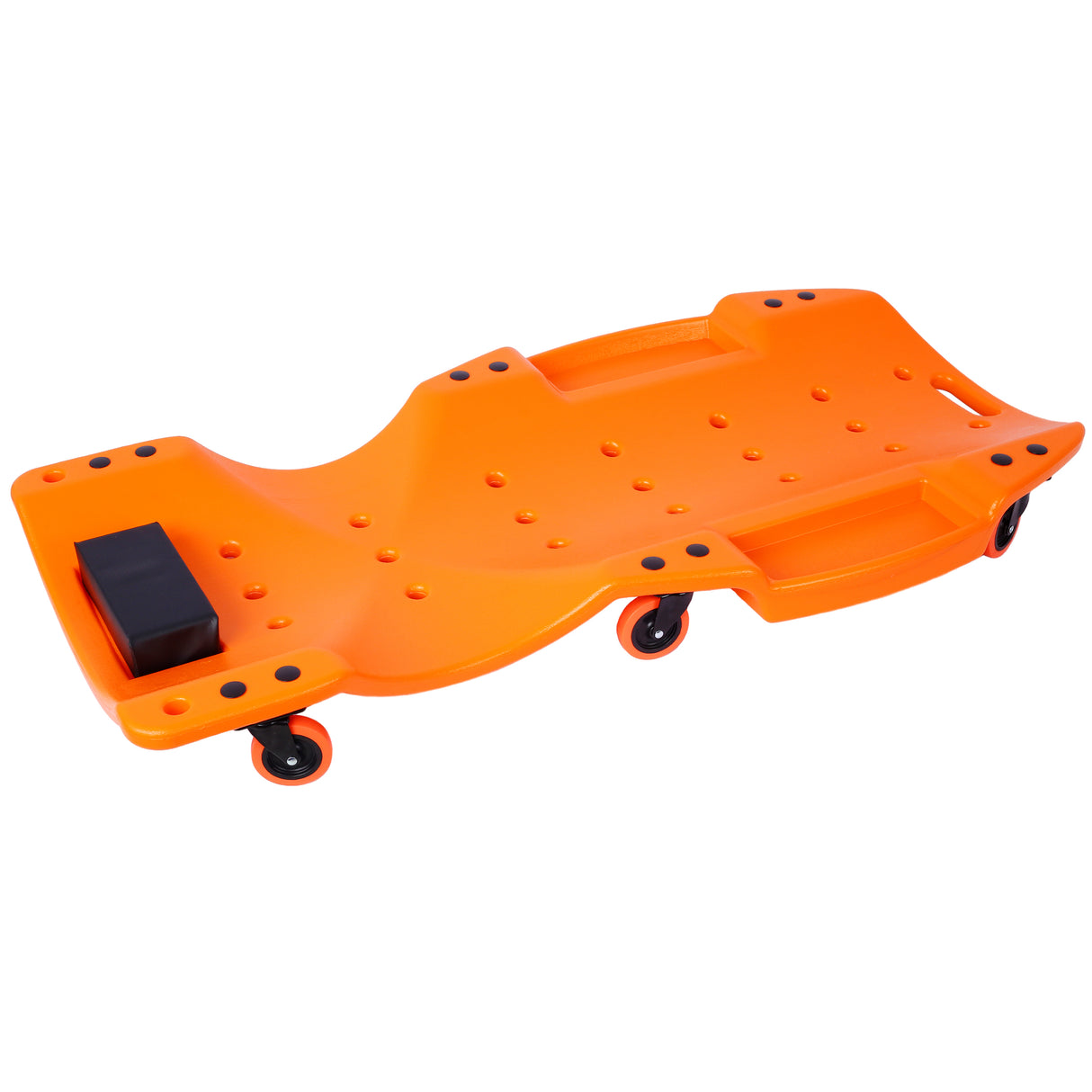 Plastic Creeper 48 Inch Blow Molded Ergonomic HDPE Body na may Padded Headrest at Dual Tool Tray na 440 Lbs Capacity Orange