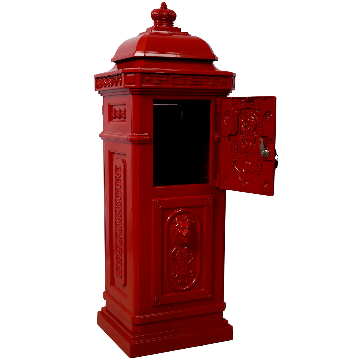 Mailbox Residential The Court Large-Capacity Letter Box Garden Floor Safety Outdoor Rainproof Postbox Statue--Red