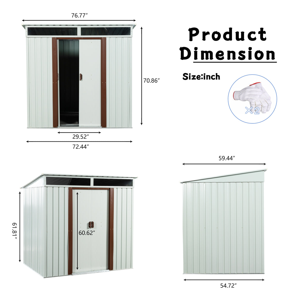 Hangar de rangement extérieur en métal, 6 pi x 5 pi, blanc